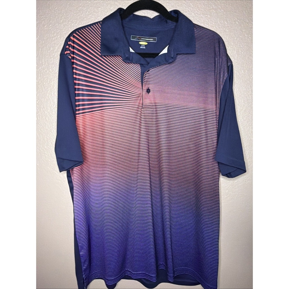 XL Greg Norman Golf Men's Play Dry Dark Blue Orange Purple Golf Shirt